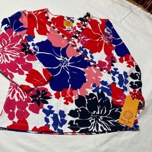 NWT Ruby Red Petite Multi ColoredTop.